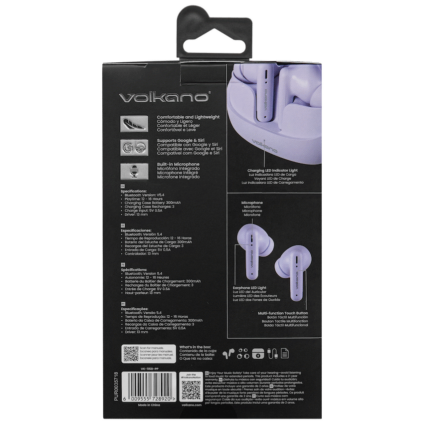 Volkano Jupiter Series TWS Earphones - Pastel Purple