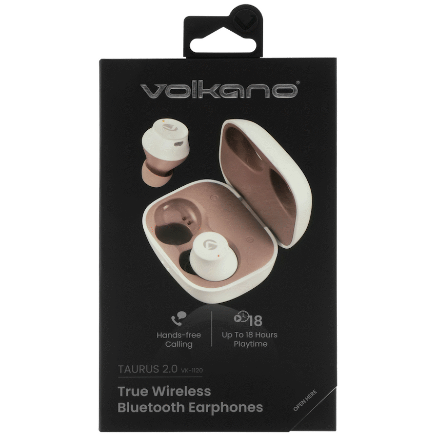 Volkano Taurus Series 2.0 True Wireless Earphones - White