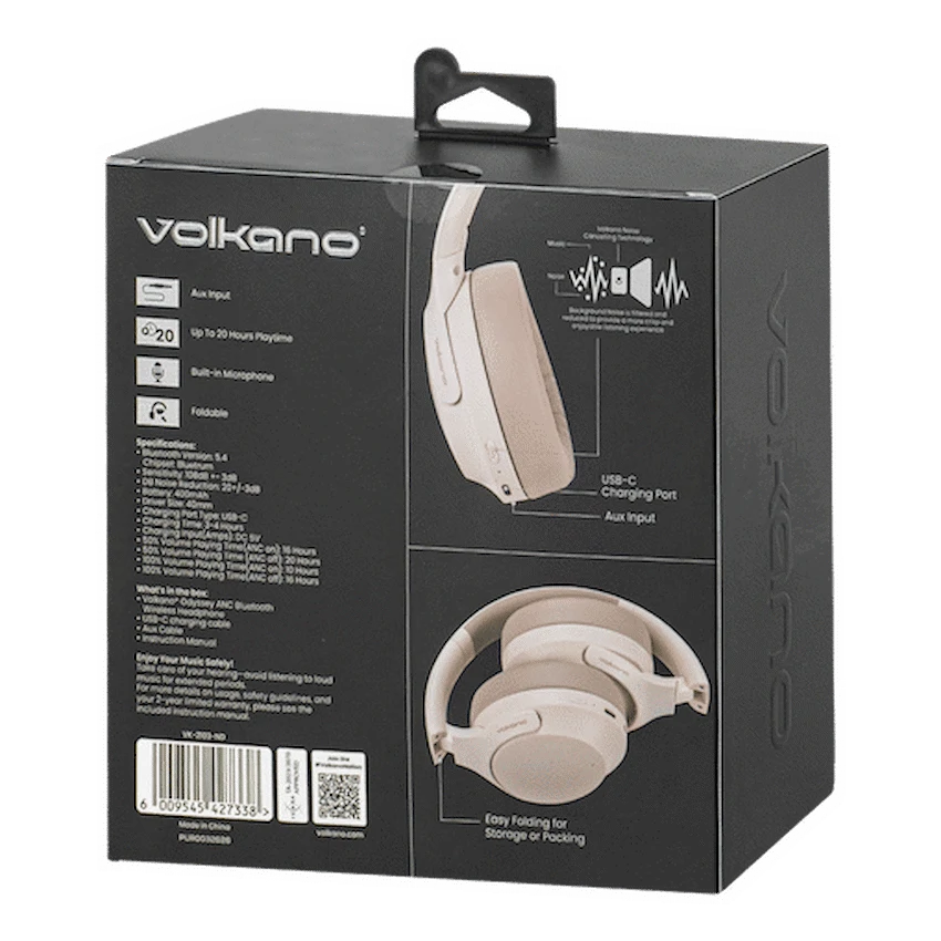 Volkano Odyssey ANC Bluetooth Wireless Headphone - Nude
