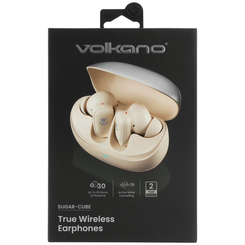 Volkano Sugar-Cube Active Noise-Cancelling True Wireless Earphones - Nude