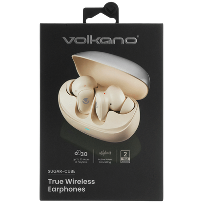 Volkano Sugar-Cube Active Noise-Cancelling True Wireless Earphones - Nude