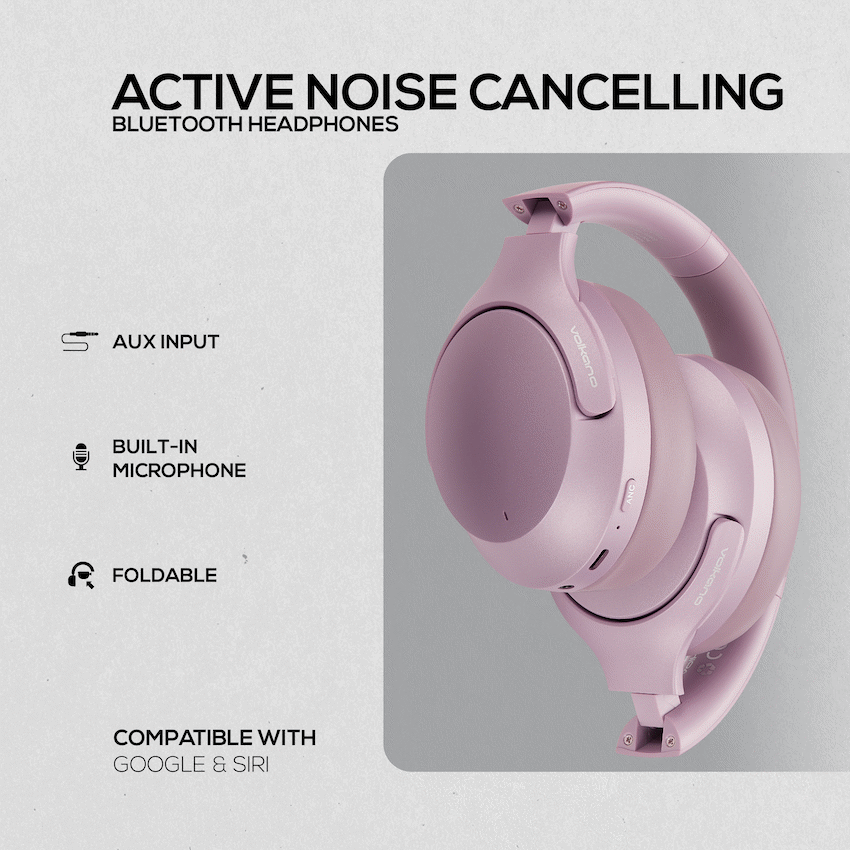 Volkano Odyssey ANC Bluetooth Wireless Headphone - Rose Gold