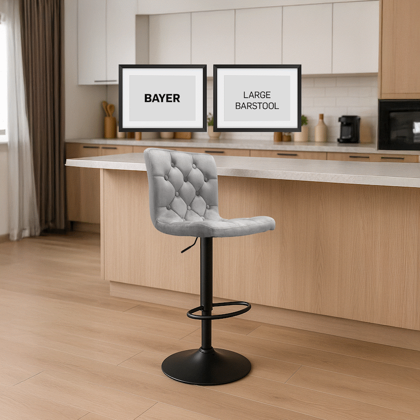 Bayer Large Barstool Grey with black base - Single