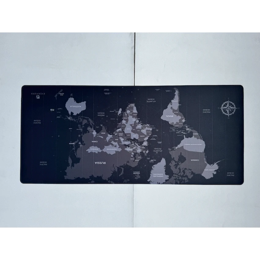 Everfurn Desk Mat - World Map - Large - Black - Non-Slip