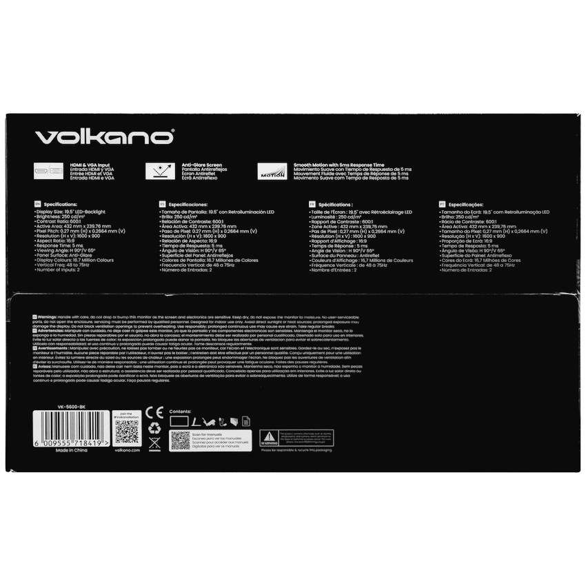 Volkano 19.5" TN Monitor with HDMI/VGA, 75 Hz