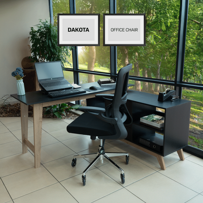 Everfurn Premium Dakota Mid Back Office Chair, Chromed Steel - Black