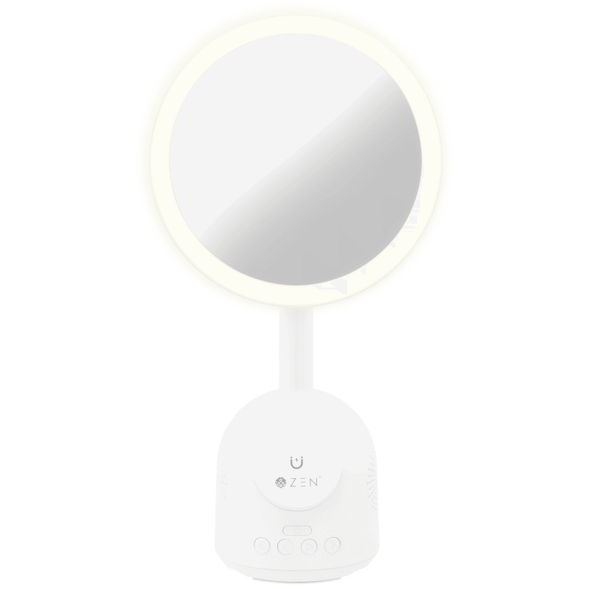 ZEN Unify Series Wireless Phone Charger with Bluetooth Speaker and Mirror - White