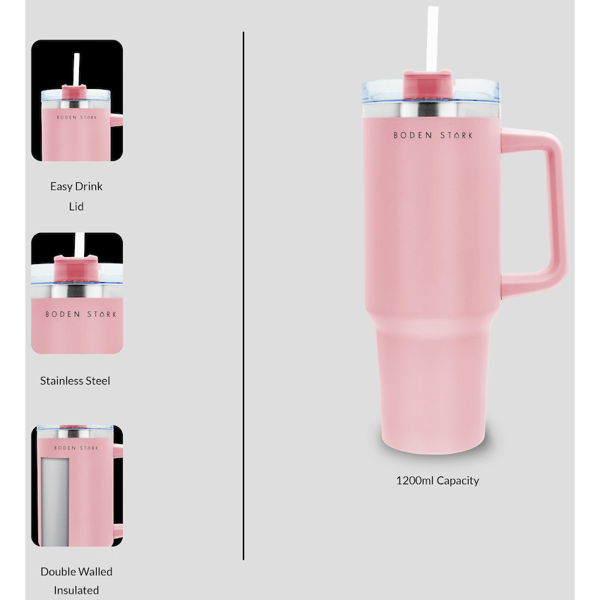 Boden Stark 1200ml Travel Mug - Pink