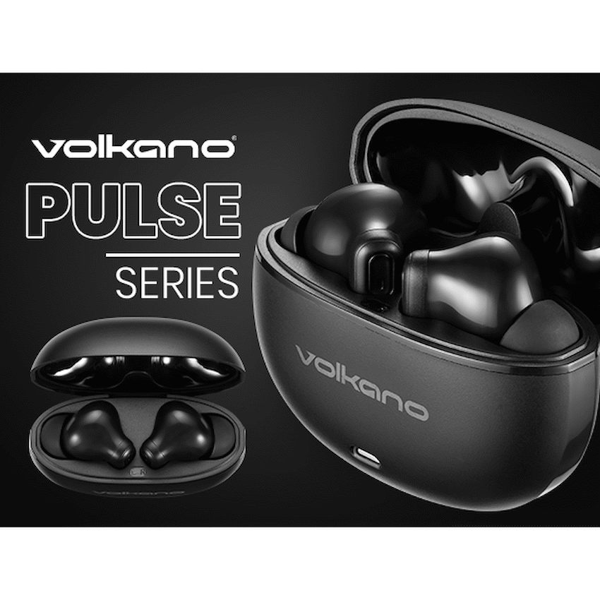 Volkano Pulse Series True Wireless Earphones with Charging Case - Black