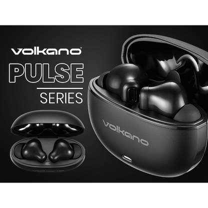 Volkano Pulse Series True Wireless Earphones with Charging Case - Black