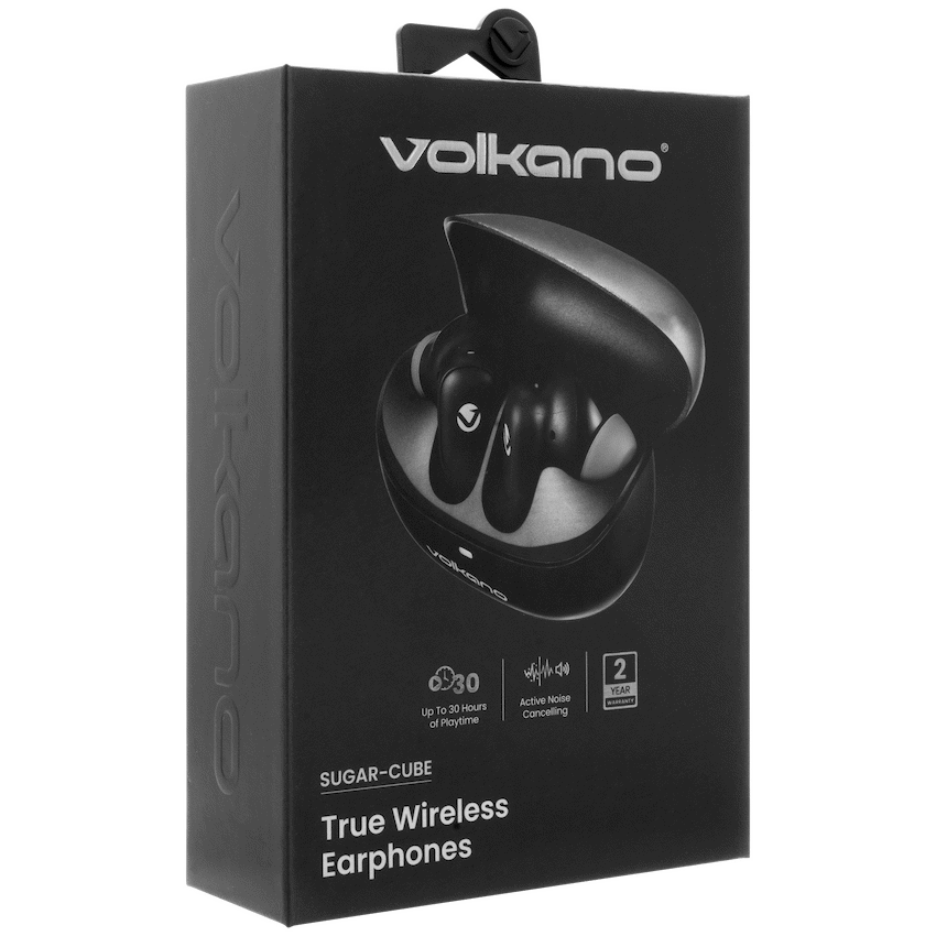 Volkano Sugar-Cube Active Noise Cancelling True Wireless Earphones - Black