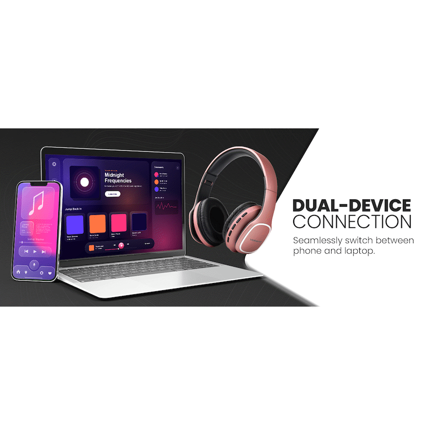 Volkano Phonic Series Bluetooth Full-Size Headphones - Rose Gold