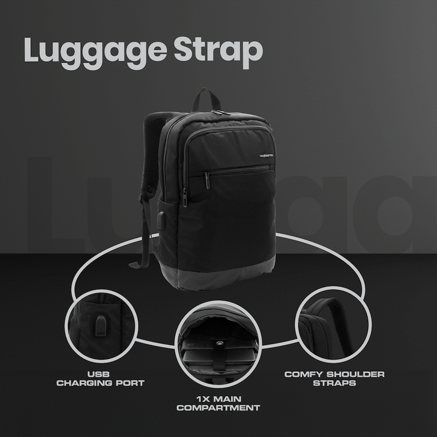 Volkano Roma 15.6" Smart Laptop Backpack - Black
