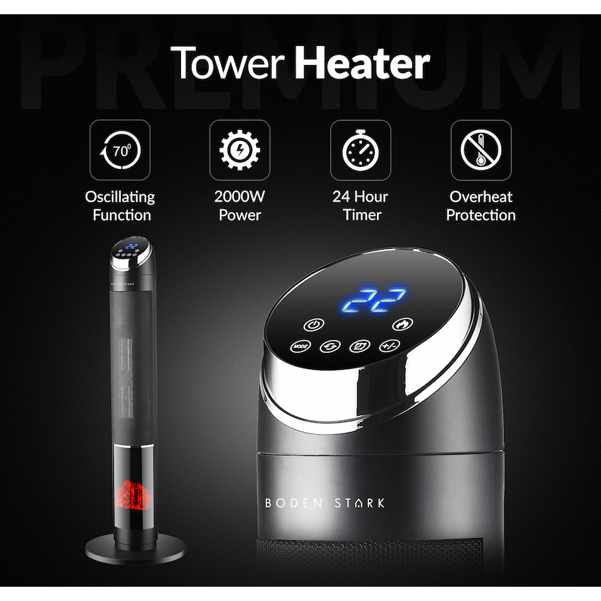 Boden Stark Digital Fireplace Tower Heater