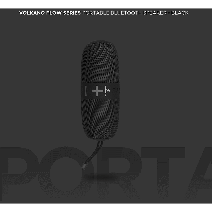 Volkano Flow Series Portable Bluetooth Speaker - Black with Grey Buttons