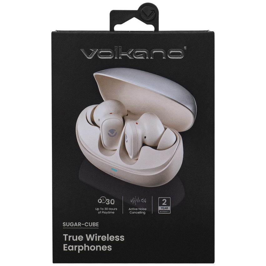 Volkano Sugar-Cube Active Noise-Cancelling True Wireless Earphones - Nude