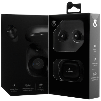 Volkano Taurus Series 2.0 True Wireless Earphones with Charging Case - Black