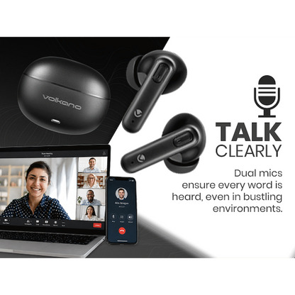 Volkano Pulse Series True Wireless Earphones with Charging Case - Black