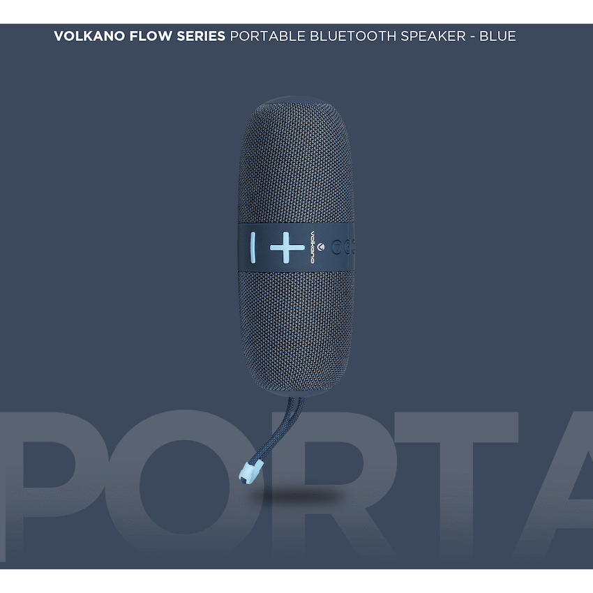 Volkano Flow Series Portable Bluetooth Speaker - Blue with Blue Buttons