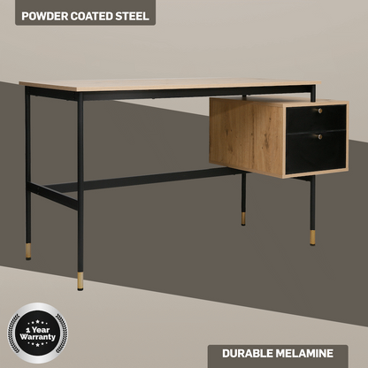 Everfurn Summit Desk with Two Drawers - Black