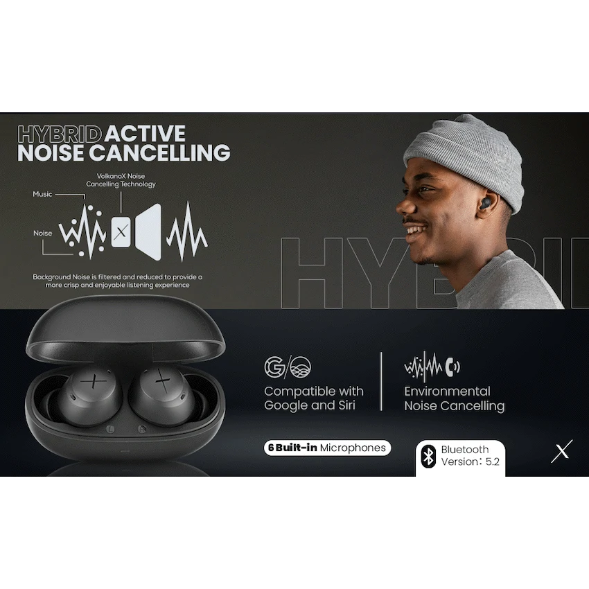 Volkano X VXT200B True Wireless Earphones with Hybrid Active Noise Cancelling