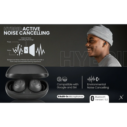 Volkano X VXT200B True Wireless Earphones with Hybrid Active Noise Cancelling