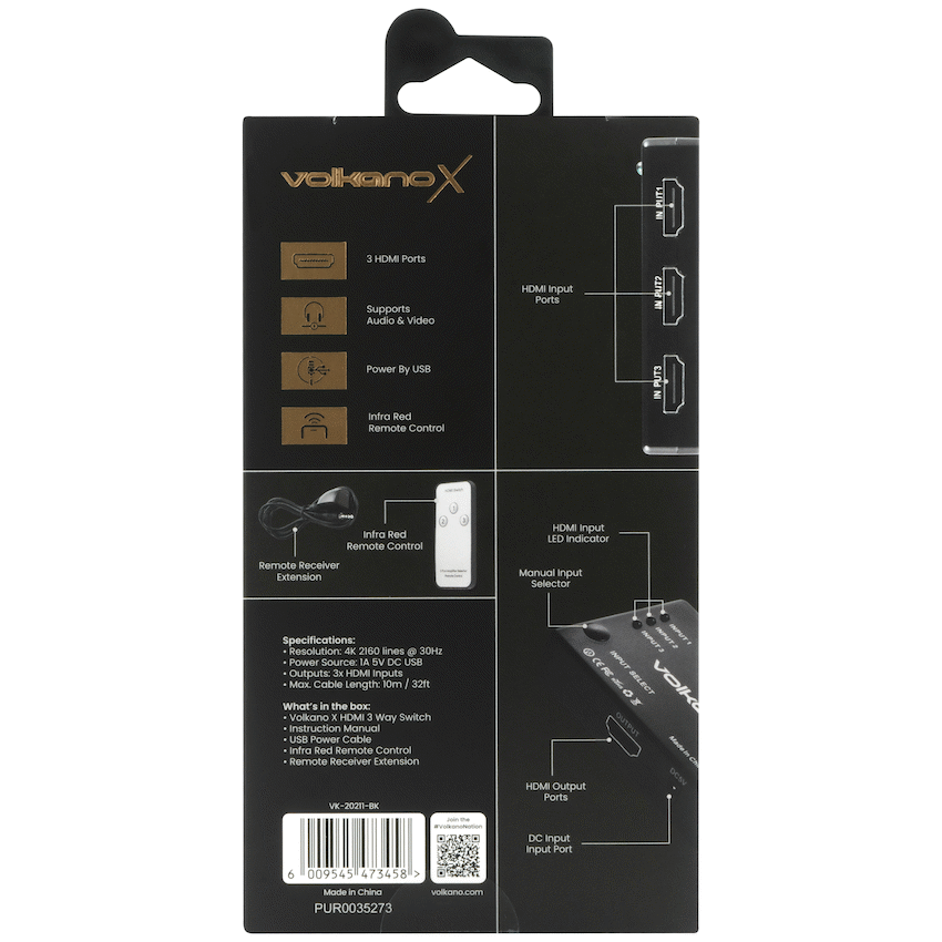 VolkanoX Define Series HDMI Switch 3-Way