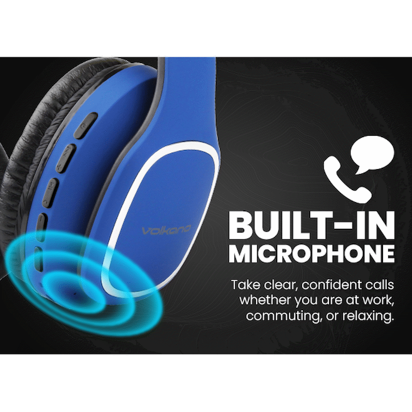 Volkano Phonic Series Bluetooth Full Size Headphones - Blue