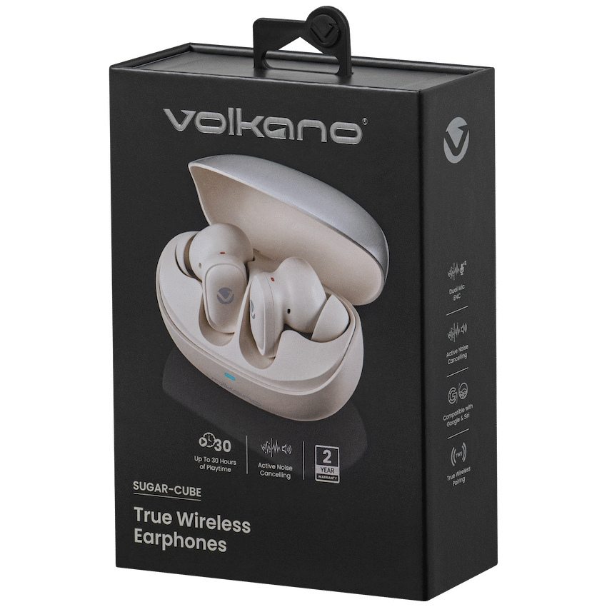 Volkano Sugar-Cube Active Noise-Cancelling True Wireless Earphones - Nude