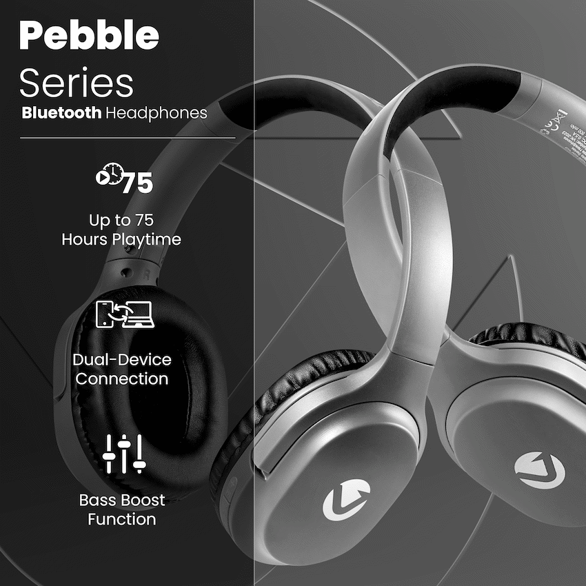 Volkano Pebble Series Bluetooth Headphones - Dark Grey