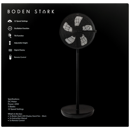 Boden Stark LED Display Stand Fan - Black