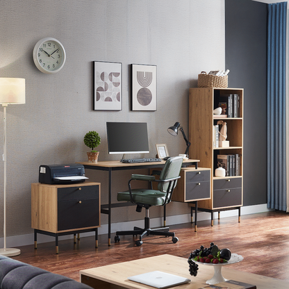 Everfurn Summit Desk with Two Drawers - Black
