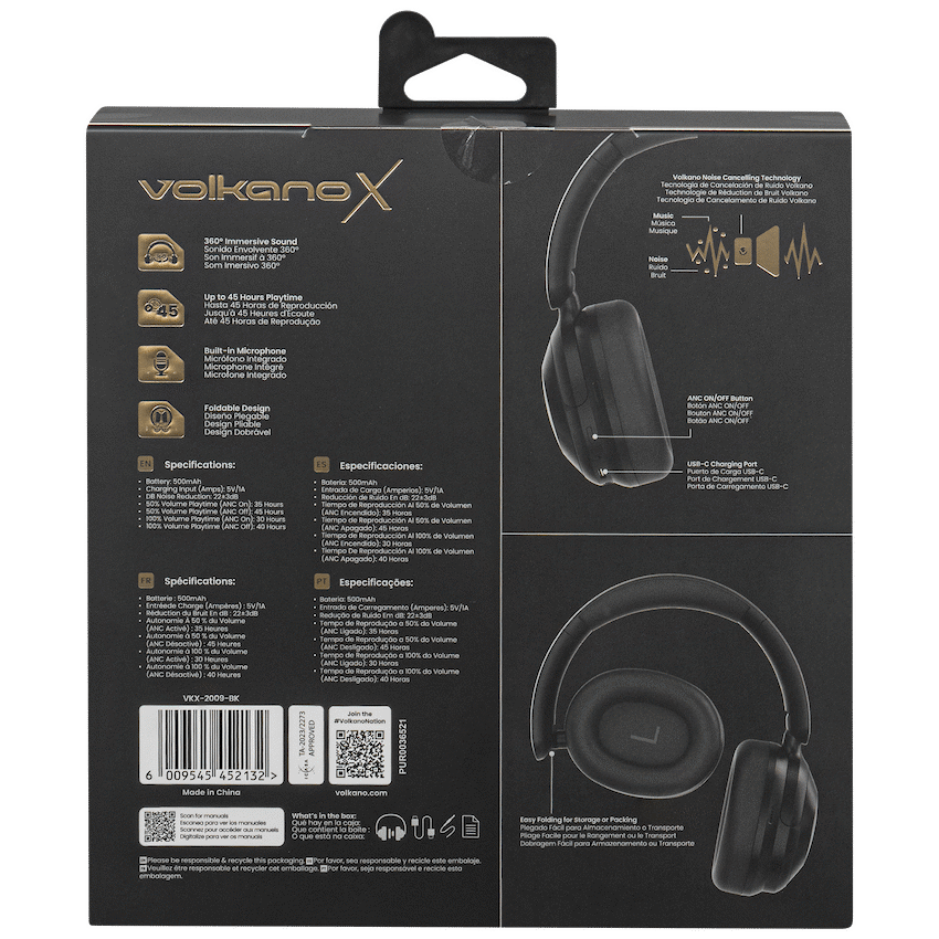 VolkanoX Halo ANC Bluetooth Headphone - Black