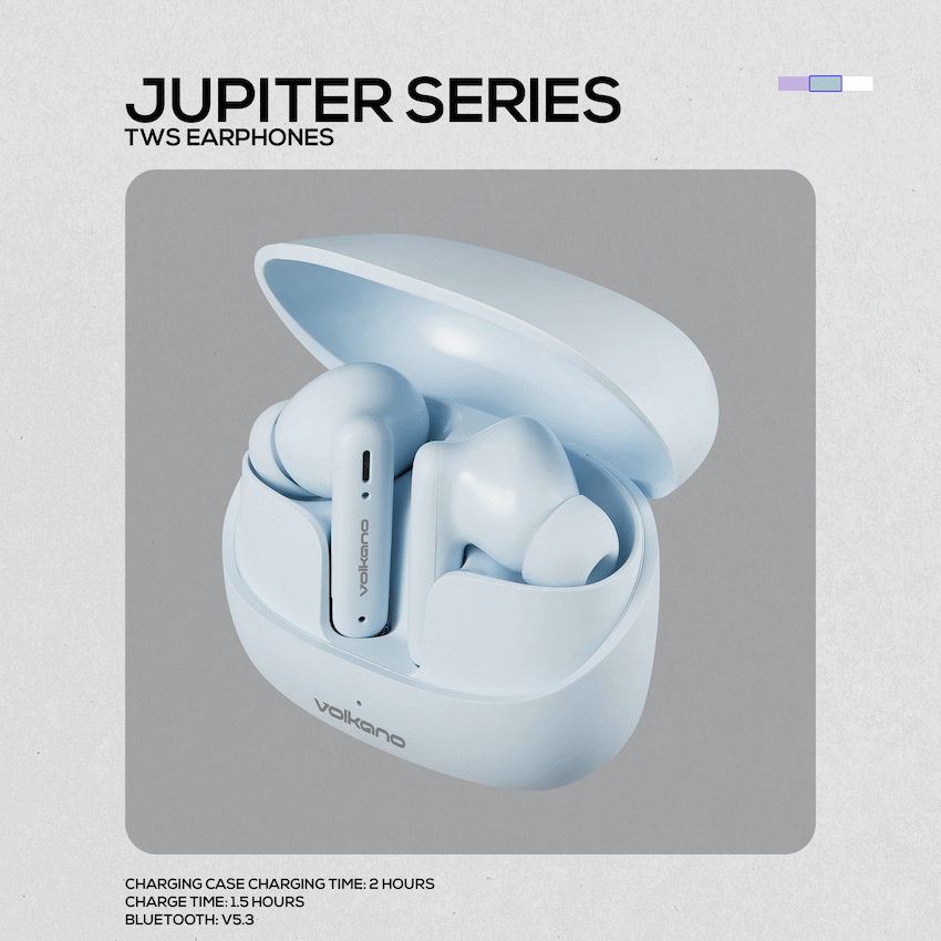 Volkano Jupiter Series TWS Earphones - Pastel Blue