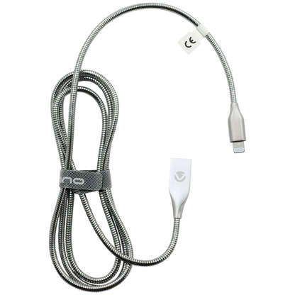 Volkano Iron Series Round Metallic Spring MFI Lightning Cable 1.2m - Silver