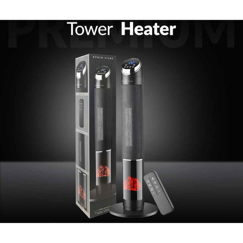 Boden Stark Digital Fireplace Tower Heater