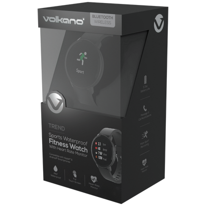 Volkano Active Tech Trend series Watch with heart rate monitor - Black