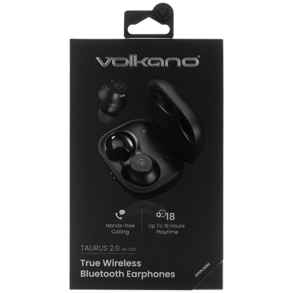 Volkano Taurus Series 2.0 True Wireless Earphones with Charging Case - Black