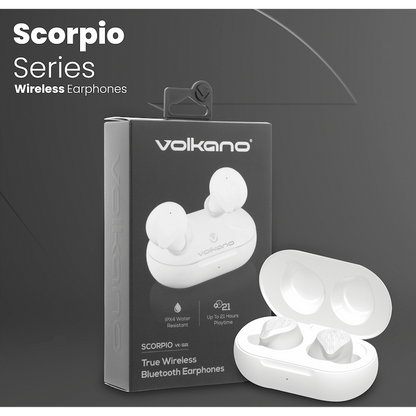 Volkano Scorpio Series True Wireless Earphones - White