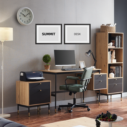 Everfurn Summit Desk with Two Drawers - Black