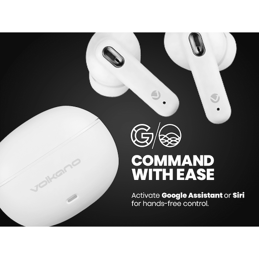 Volkano Pulse Series True Wireless Earphones with Charging Case - White