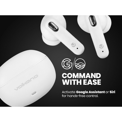 Volkano Pulse Series True Wireless Earphones with Charging Case - White