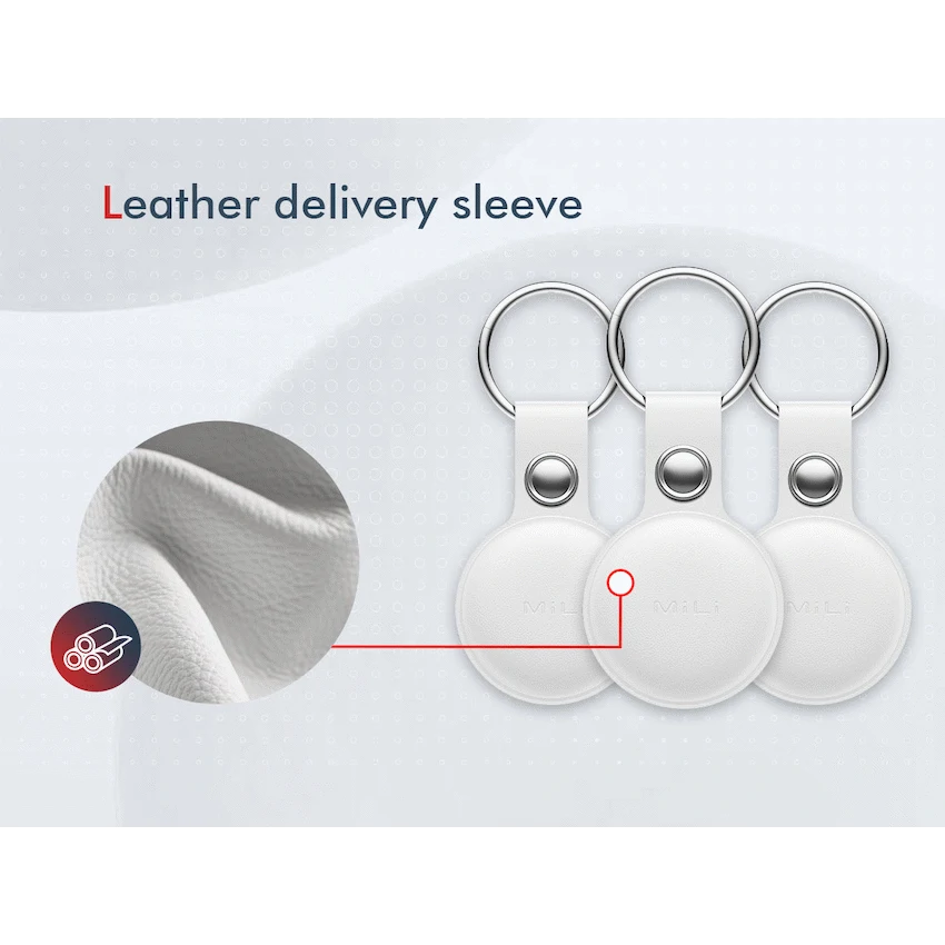 MiTag Apple-Compatible Tag with Leather Keychain Accessory - 1 Pack