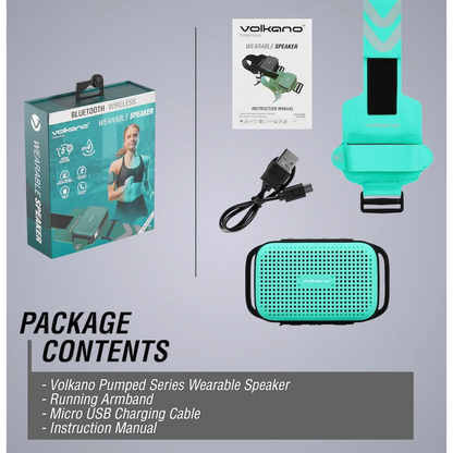 Volkano Pumped Series Wearable Speaker with Armband - Mint