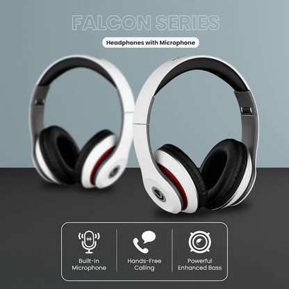 Volkano Falcon Series Headphones with Microphone - White