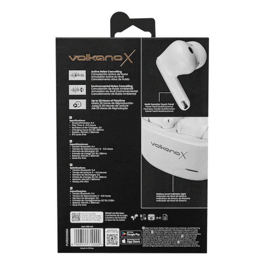 VolkanoX VXT200S Hybrid ANC TWS Earphones - White