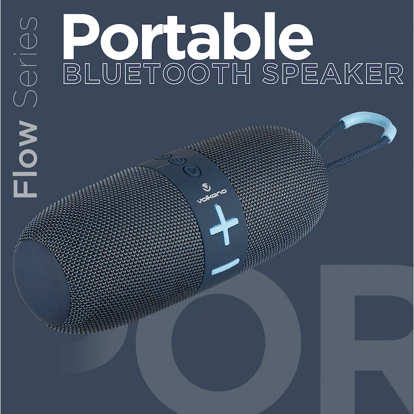 Volkano Flow Series Portable Bluetooth Speaker - Blue with Blue Buttons