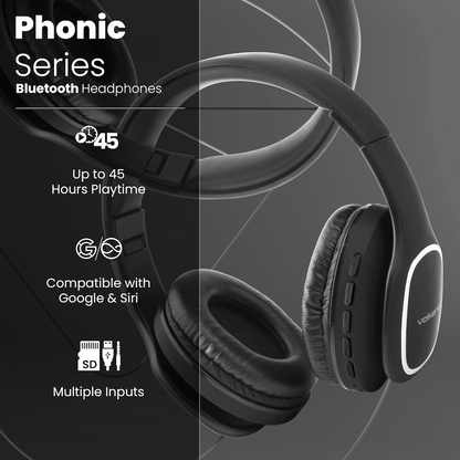 Volkano Phonic Series Bluetooth Full Size Headphones - Black