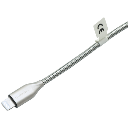 Volkano Iron Series Round Metallic Spring MFI Lightning Cable 1.2m - Silver
