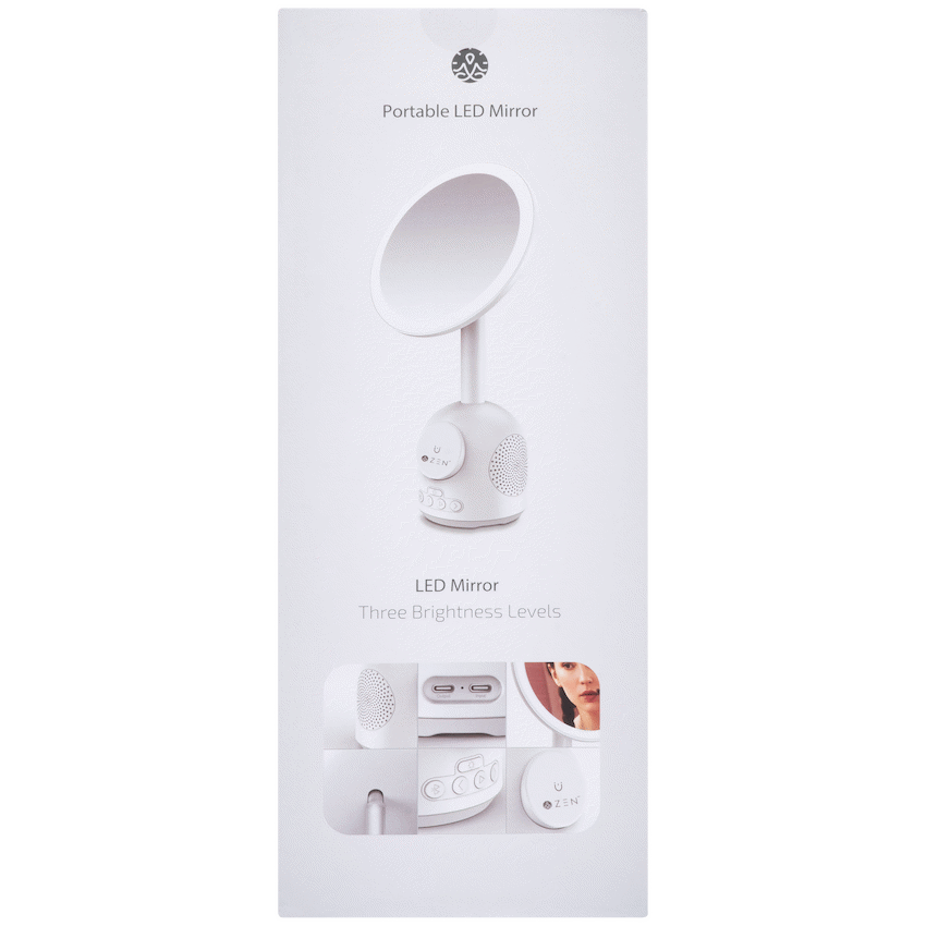 ZEN Unify Series Wireless Phone Charger with Bluetooth Speaker and Mirror - White